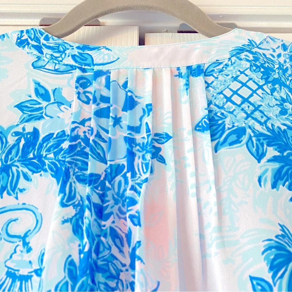 NWT Lilly Pulitzer Blue and White Colby Top in Toile Me About It, XXS - Picture 5 of 12